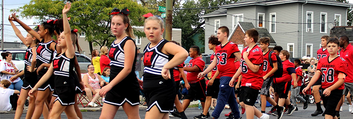 Grant Cheerleaders and Football at Marion Popcorn Festival Parade